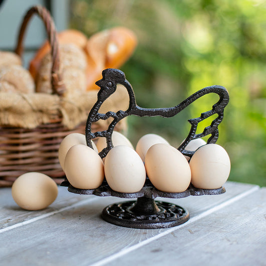 Retro Cast Iron Egg Rack American Country Nostalgic Rooster Ornaments Kitchen Cake Room Decoration Egg Tray Storage Rack